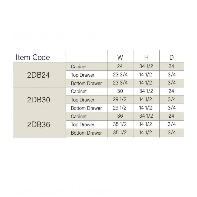 Dove White Slim Shaker Two Drawer Base