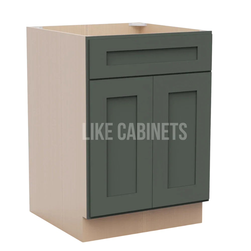 Aston Green Shaker Base Cabinet with Double Doors & Single Drawer