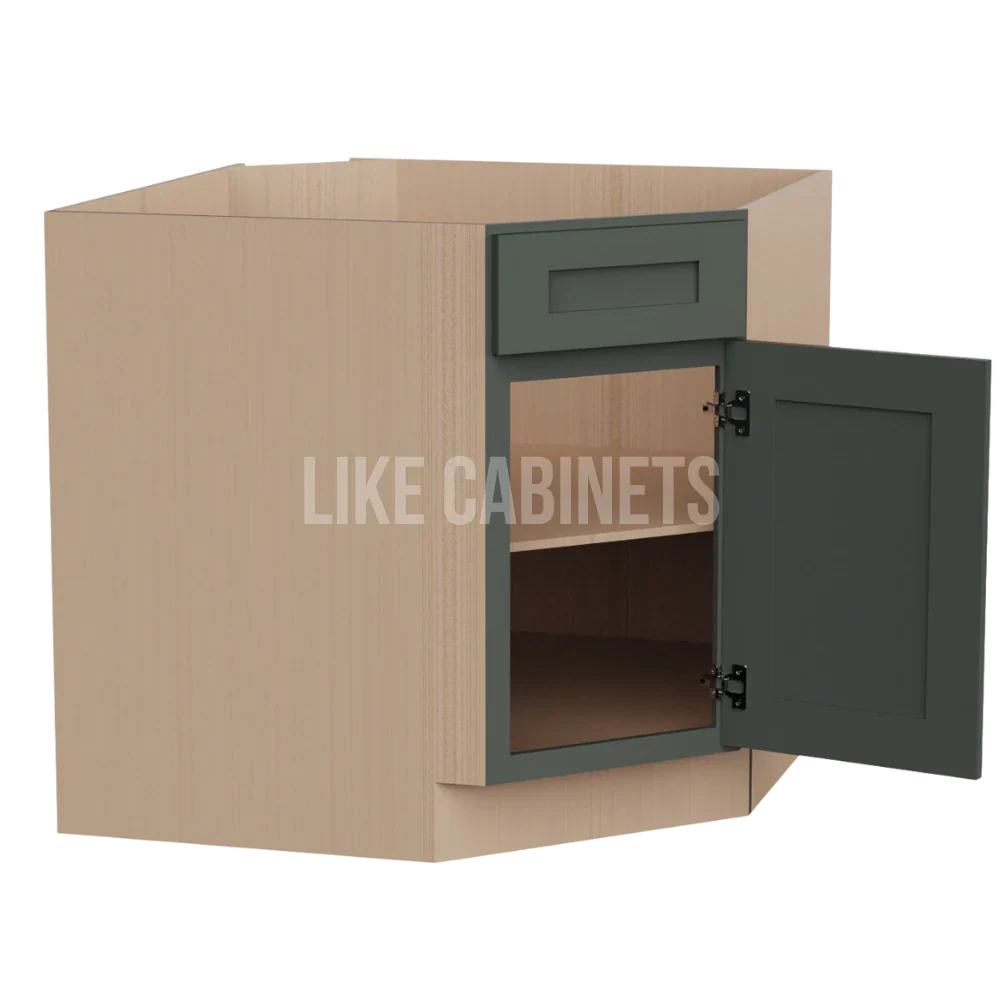 Aston Green Corner Sink Base Cabinet with False Drawer