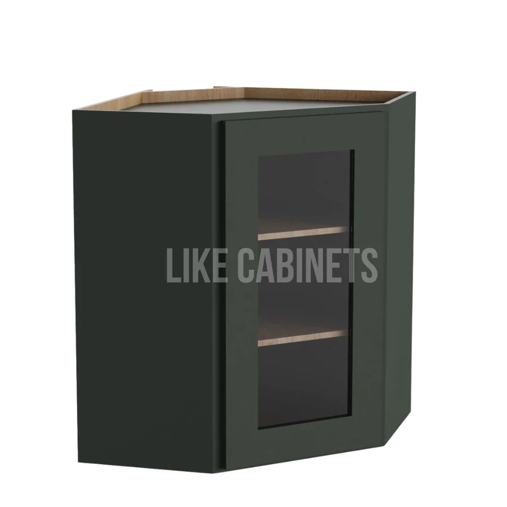 Aston Green 24'' Diagonal Corner Wall Cabinet with Glass Door