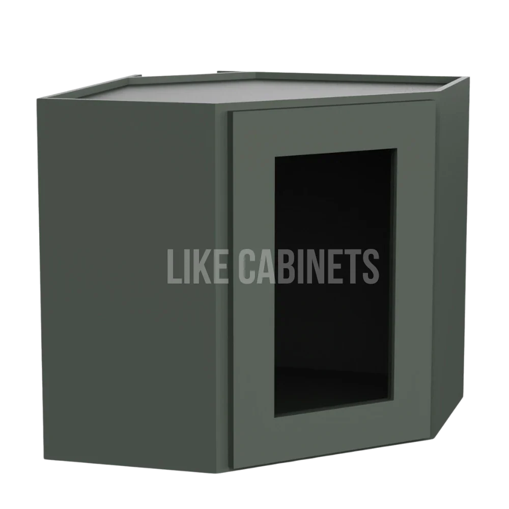 Aston Green 12''x 24'' Diagonal Corner Wall Shelf with Glass Door