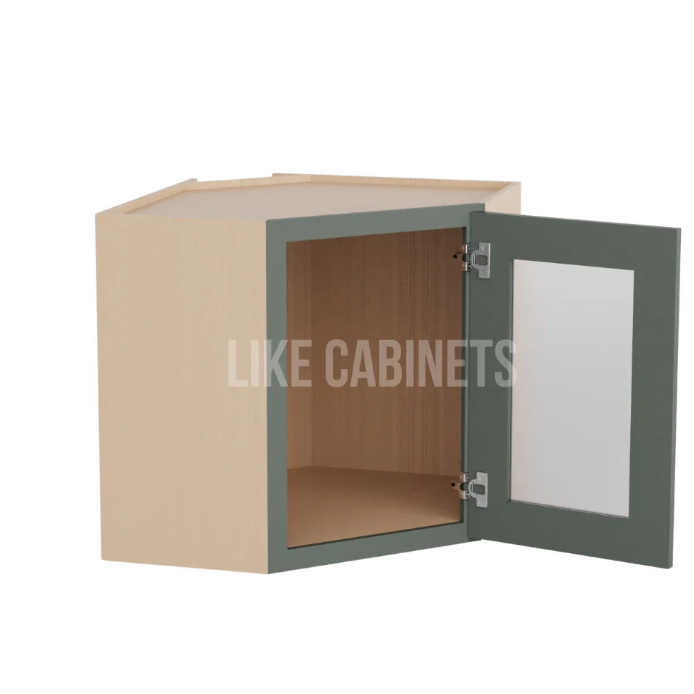Aston Green 12''x 24'' Diagonal Corner Wall Shelf with Glass Door