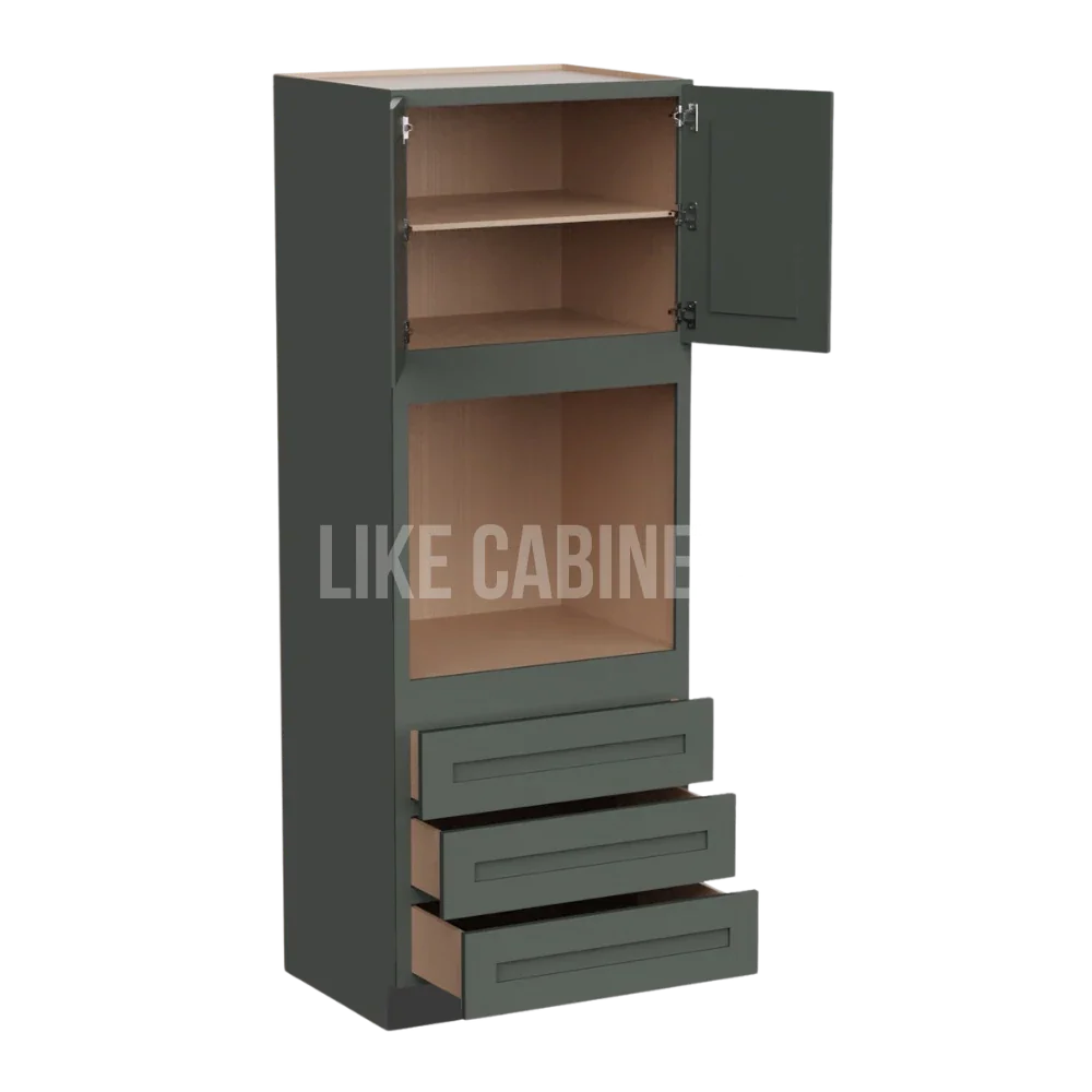 Aston Green 30'' W Oven Pantry Cabinet with Three Drawers