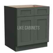 Aston Green Sink Base With Double Doors and False Drawers