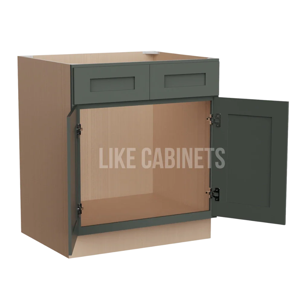 Aston Green Sink Base With Double Doors and False Drawers
