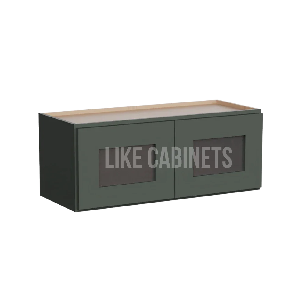 Aston Green Shaker 12''H Double Door Wall Cabinet whit Glass Doors