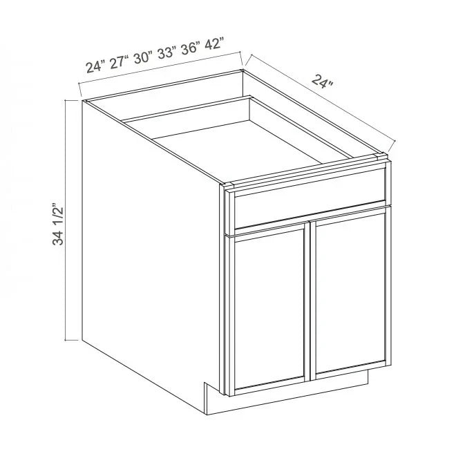 Slim White Oak Base Cabinet with Double Doors & Single Drawer