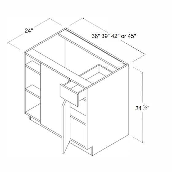 High Gloss White Blind Corner Base Cabinet (L/R interchangeable)