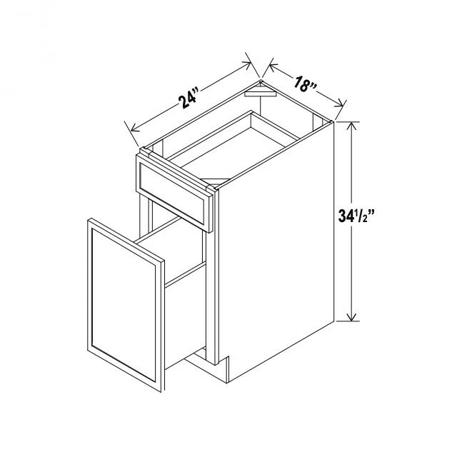 Slim White Oak Shaker Trash Base Cabinet