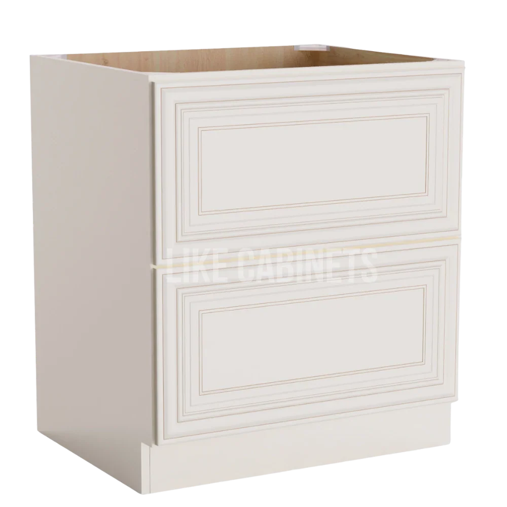Charleston White Raised Panel Two Drawer Base