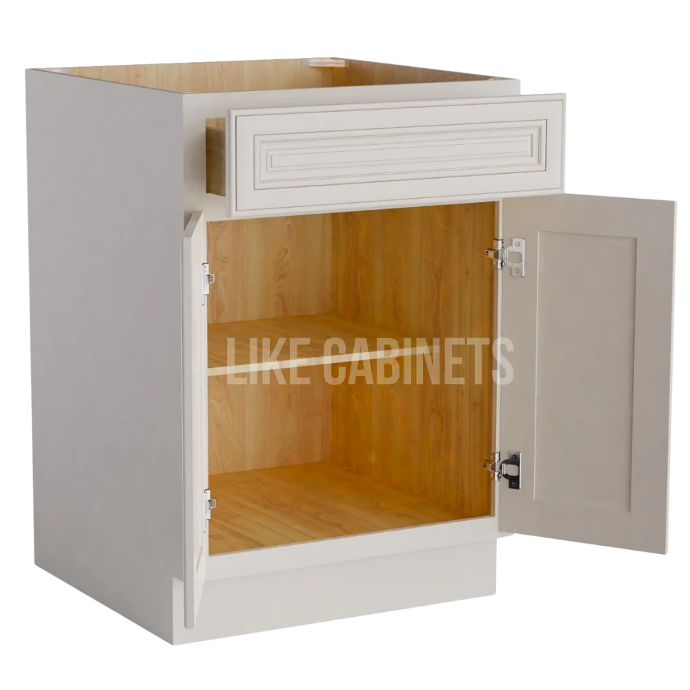 Charleston White Base Cabinet with Double Doors & Single Drawer