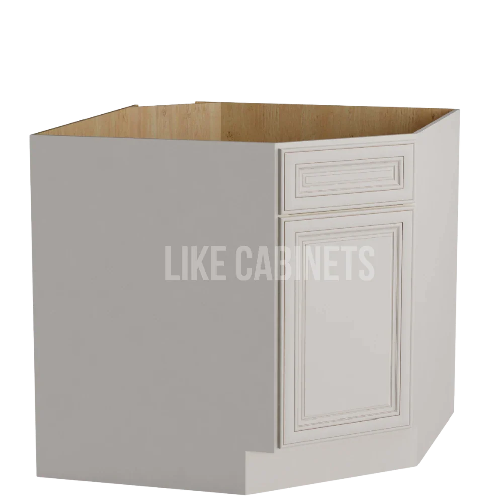 Charleston White Raised Panel Corner Sink Base Cabinet