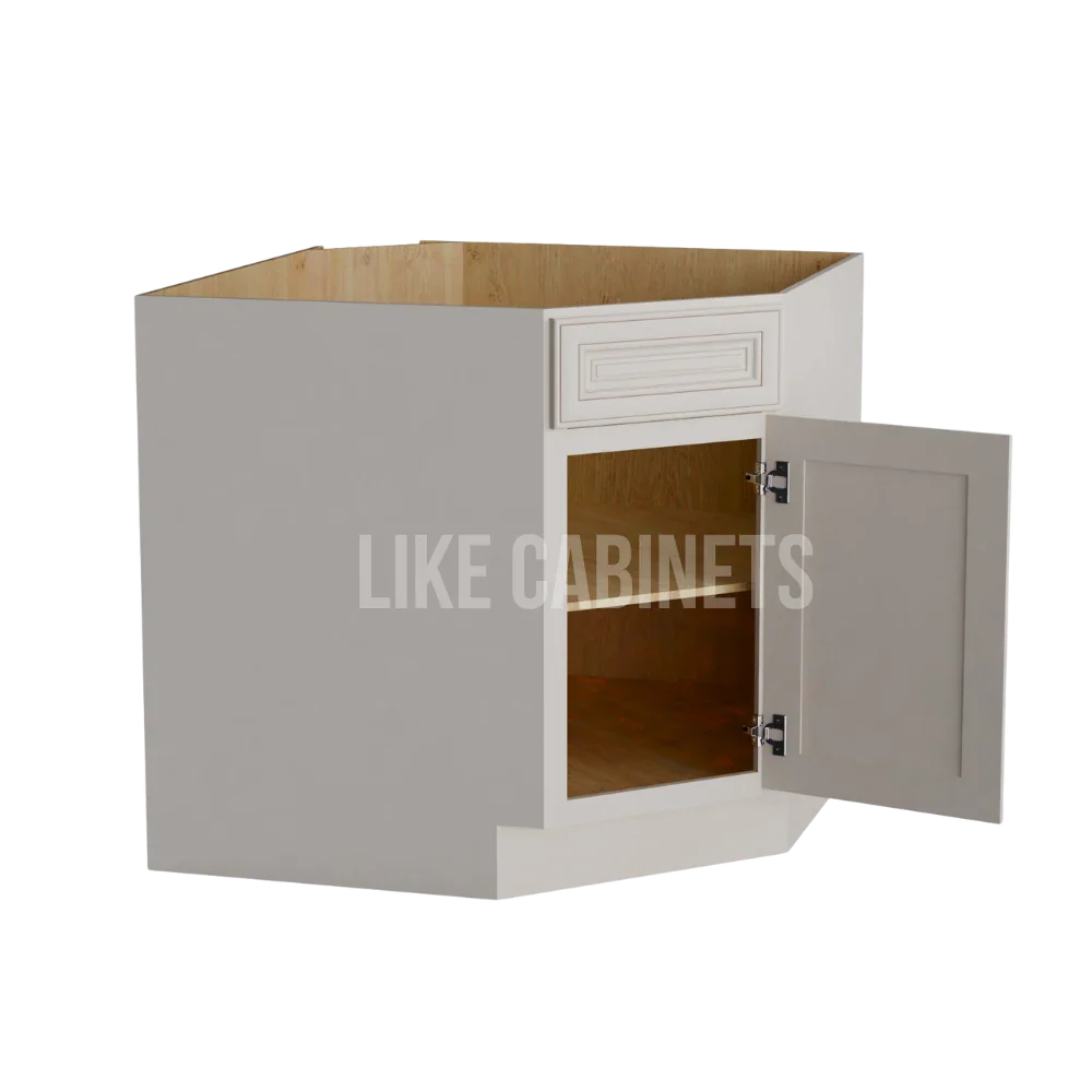Charleston White Raised Panel Corner Sink Base Cabinet