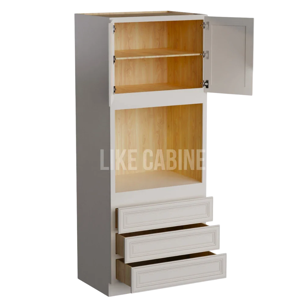 Charleston White Raised Panel 33'' W Oven Pantry Cabinet