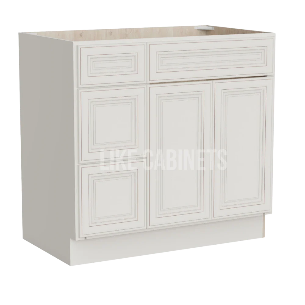 Charleston White Raised Panel 36'' W Vanity Combo with Drawers