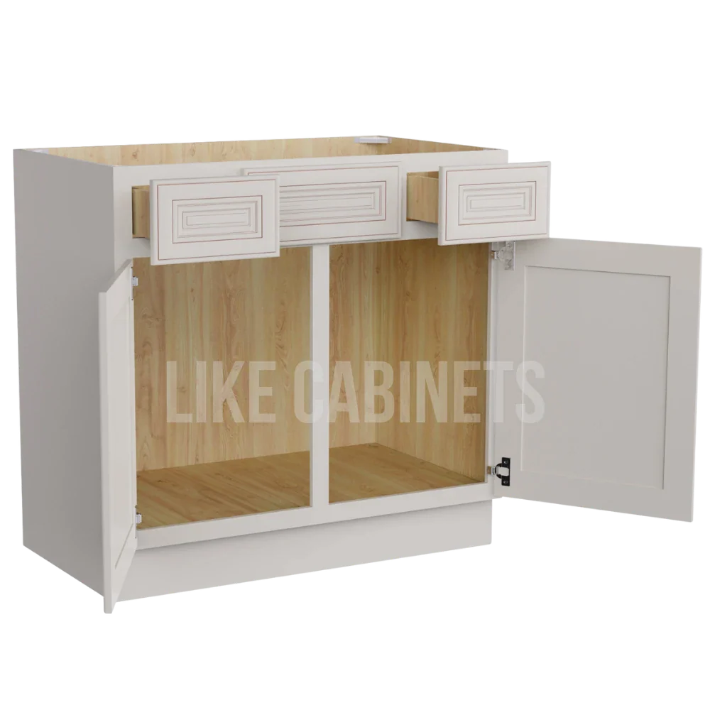 Charleston White Raised Panel Vanity Combo Cabinet