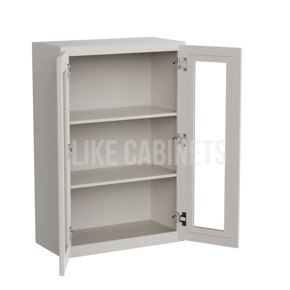 Charleston White Raised Panel 36'' H Double Door Wall Cabinet with Glass Doors