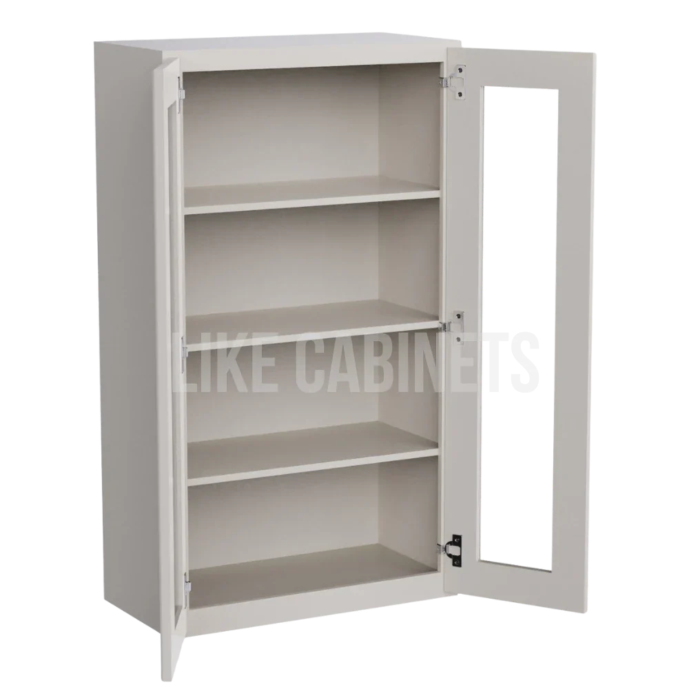Charleston White Raised Panel 42'' H Double Door Wall Cabinet with Glass Doors