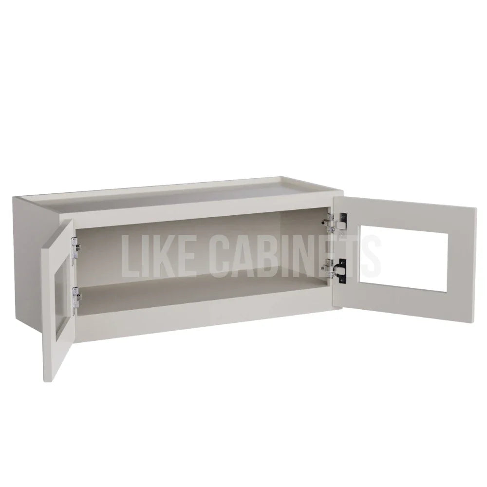 Charleston White Raised Pancl 12''H Double Door Wall Cabinet whit Glass Doors