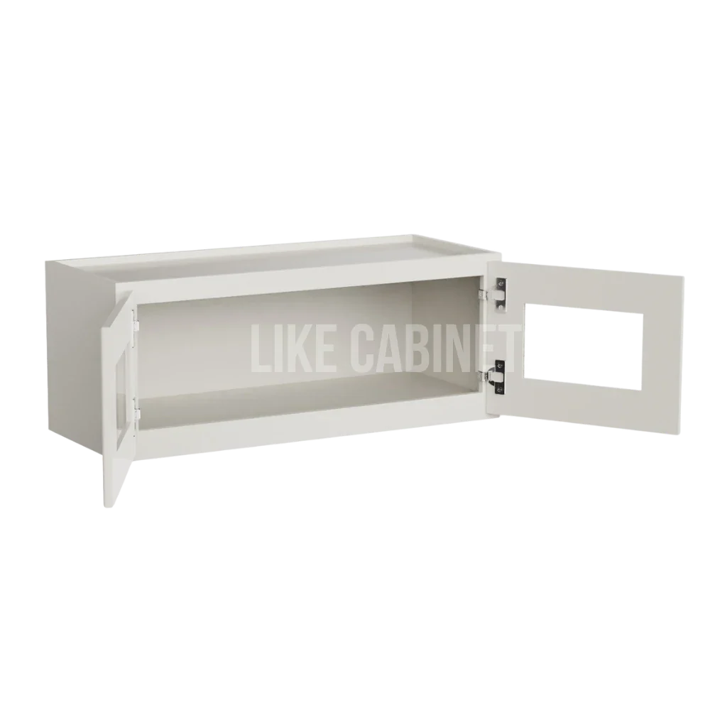 Charleston White 18'' H Double Door Wall Cabinet with Glass Doors