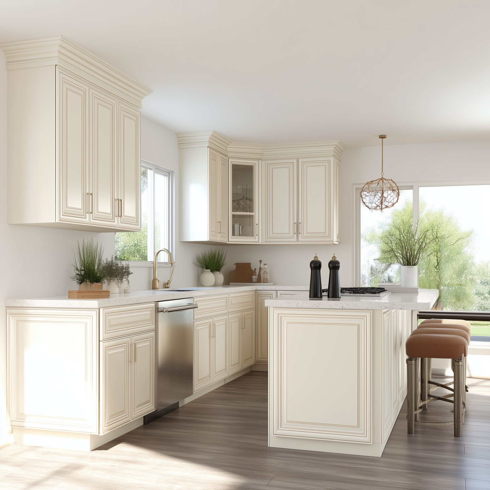 Charleston White Raised Pancl 12''H Double Door Wall Cabinet whit Glass Doors