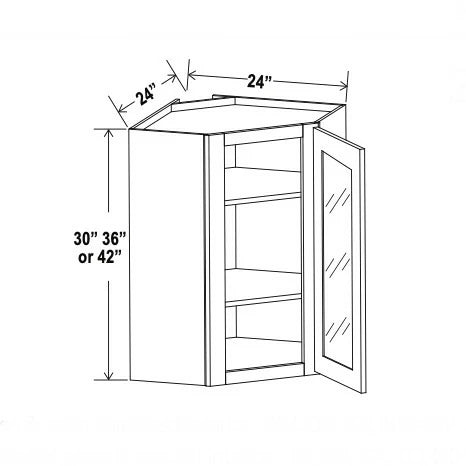 Treasure Chest Shaker 24'' W Diagonal Corner Wall Cabinet with Glass Door