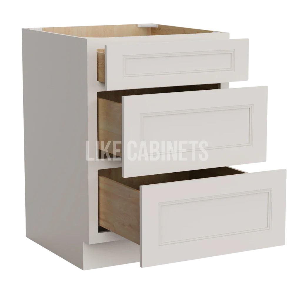 Double Dove White Three Drawer Base