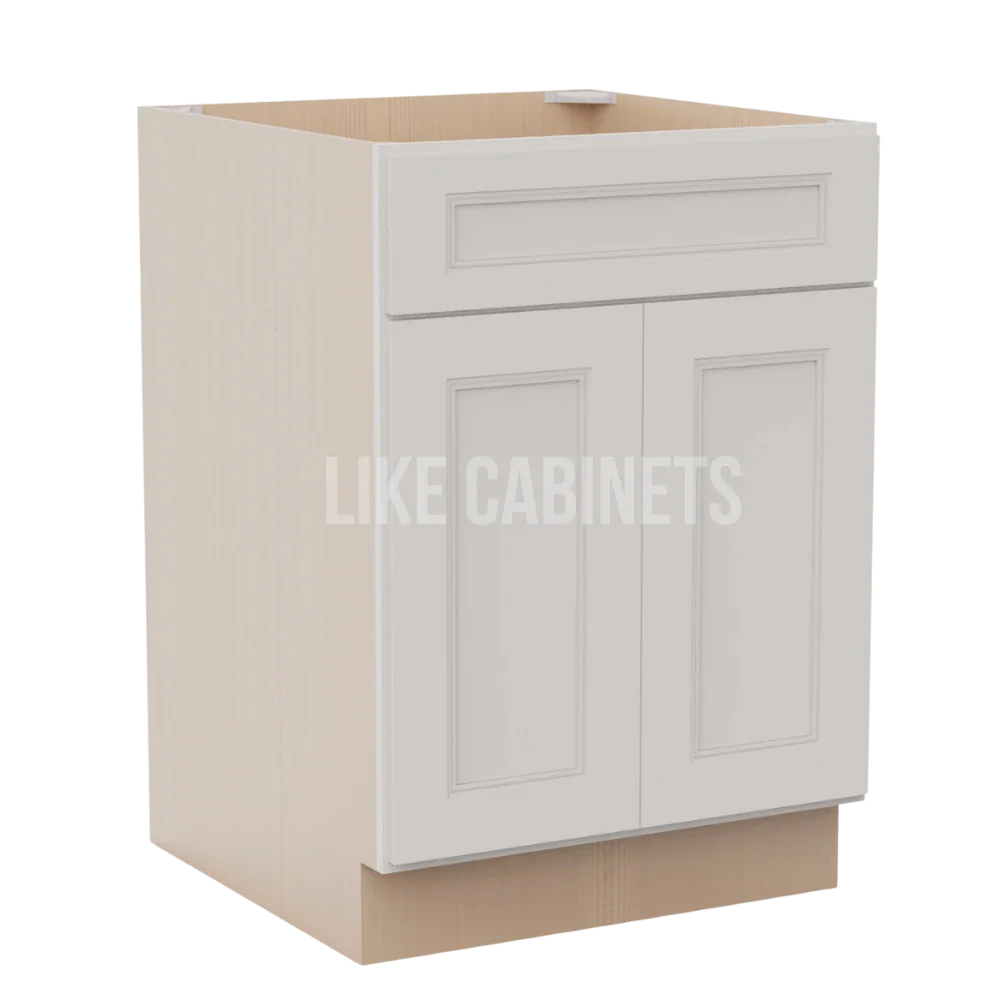 Double Dove White Base Cabinet with Double Doors & Single Drawer