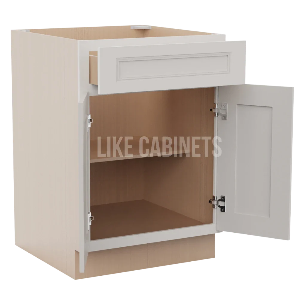 Double Dove White Base Cabinet with Double Doors & Single Drawer