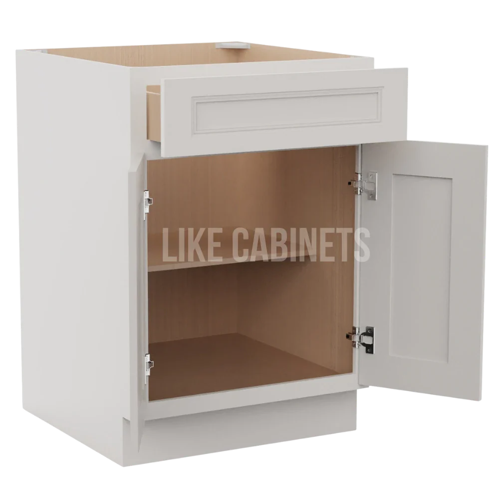Double Dove White Base Cabinet with Double Doors & Single Drawer