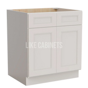 Double Dove White Base Cabinet with Double Doors and Drawers