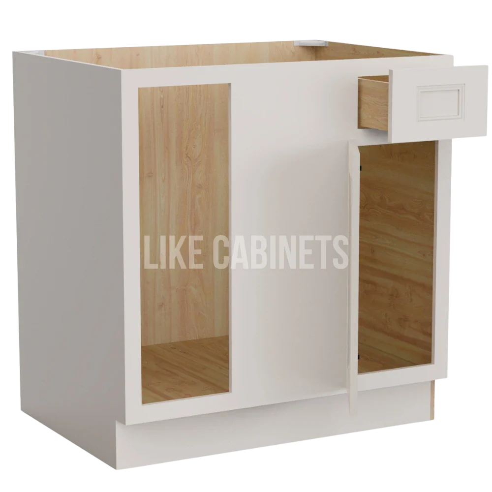Double Dove White Blind Corner Base Cabinet (L/R interchangeable)