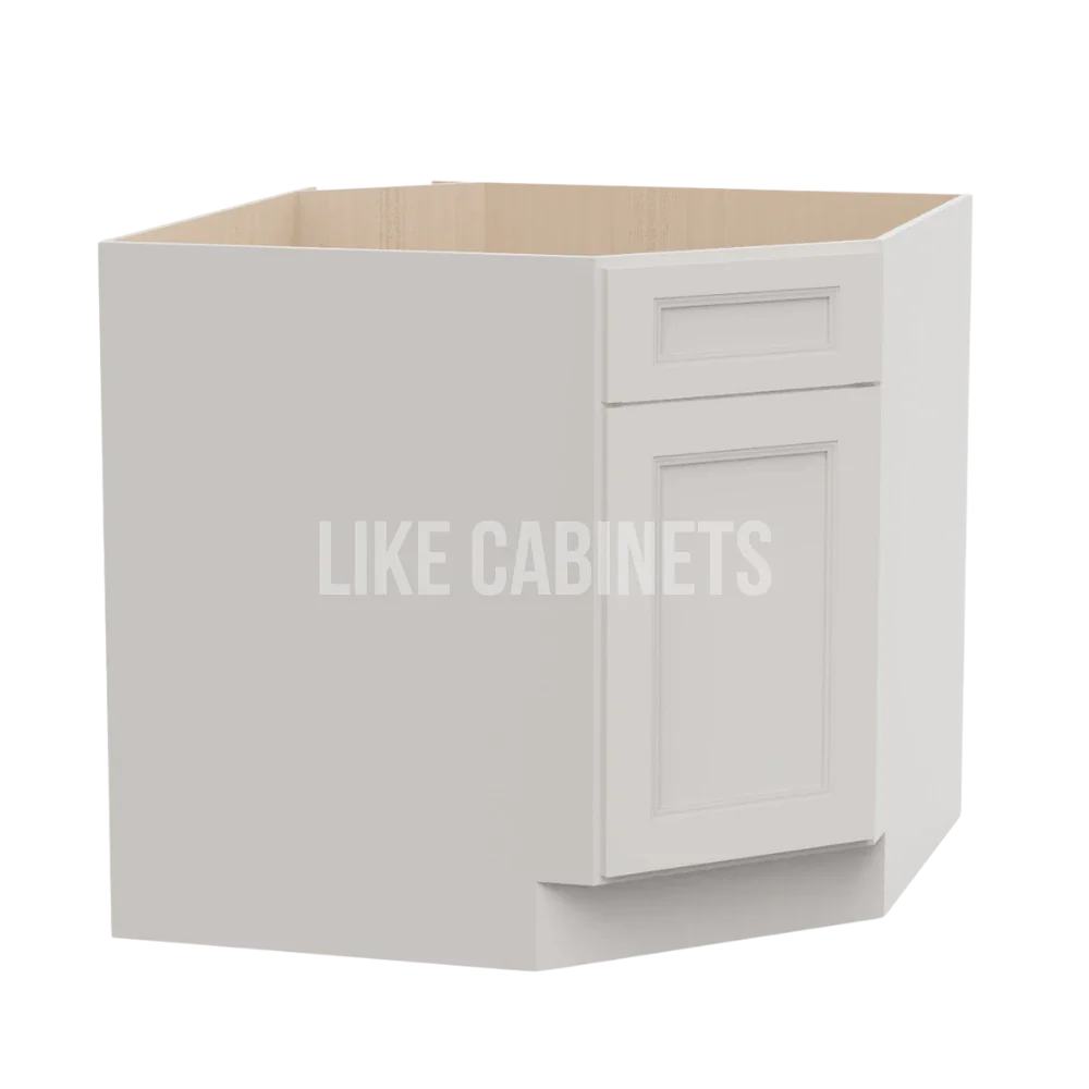 Double Dove White Corner Sink Base Cabinet with False Drawer