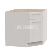 Double Dove White Corner Sink Base Cabinet with False Drawer