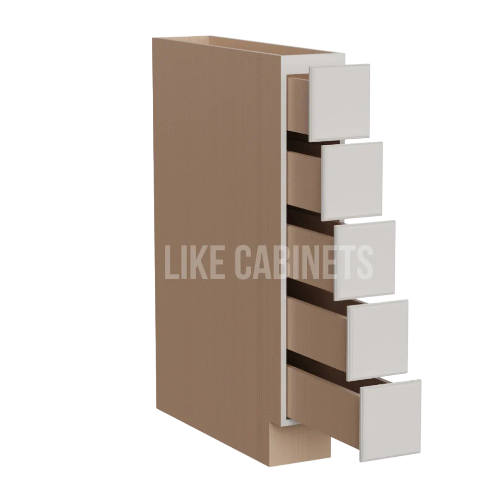 Double Dove White Base Spice Cabinet with 5 Drawers