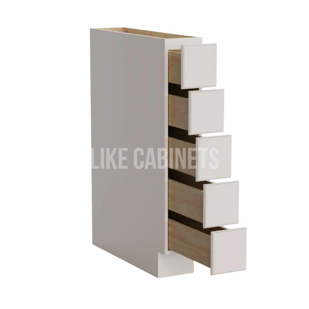 Double Dove White Base Spice Cabinet with 5 Drawers