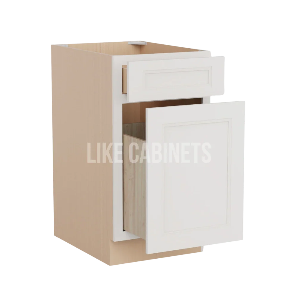 Dove White Slim Shaker Trash Base Cabinet