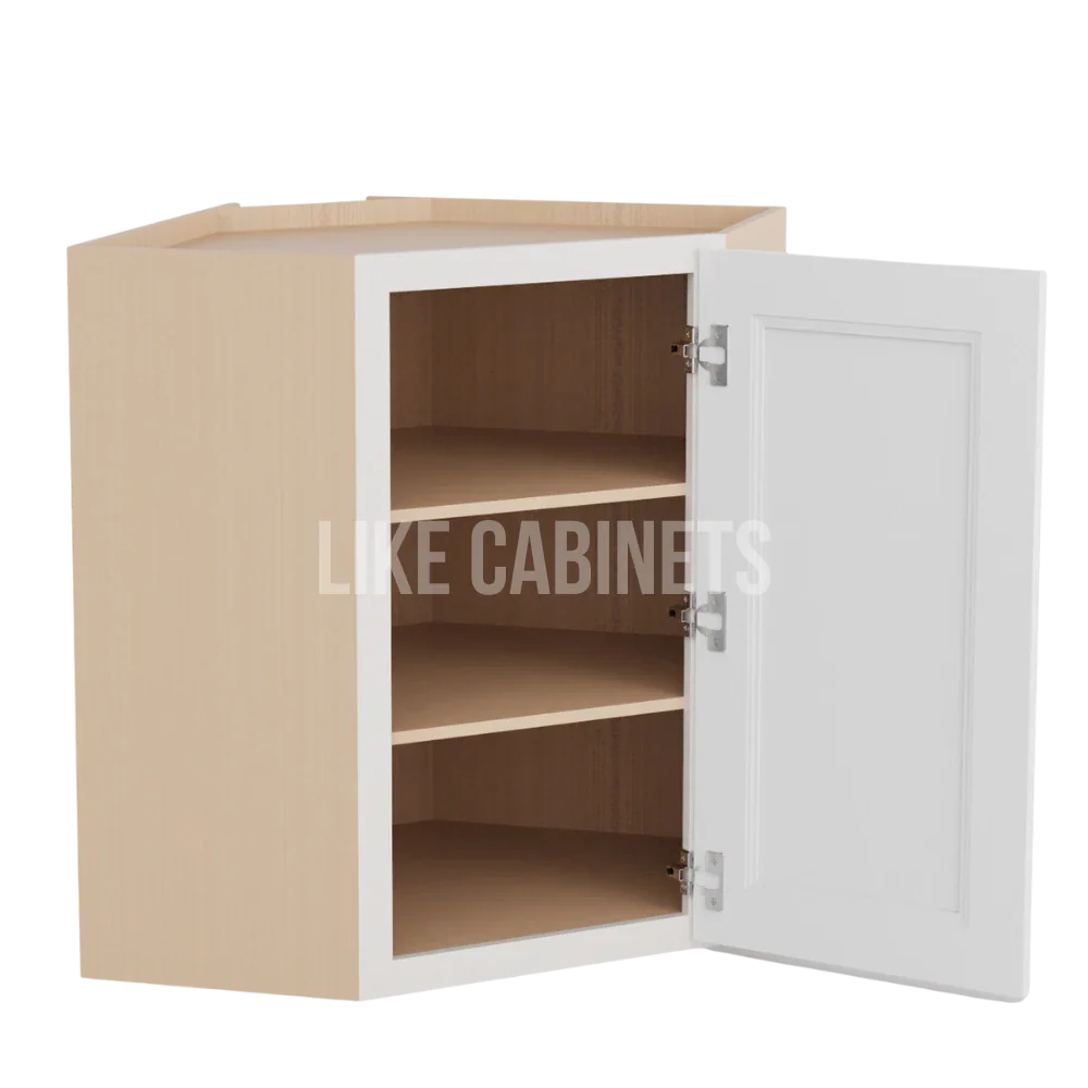 Double Dove White 24'' W Diagonal Corner Wall Cabinet