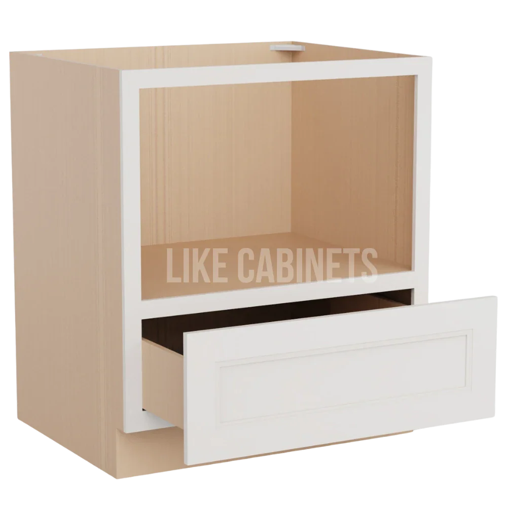 Double Dove White Microwave Base Cabinet with Single Drawer