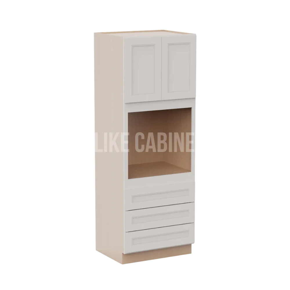 Double Dove White 30'' W Double Door Oven Pantry Cabinet with Three Drawers