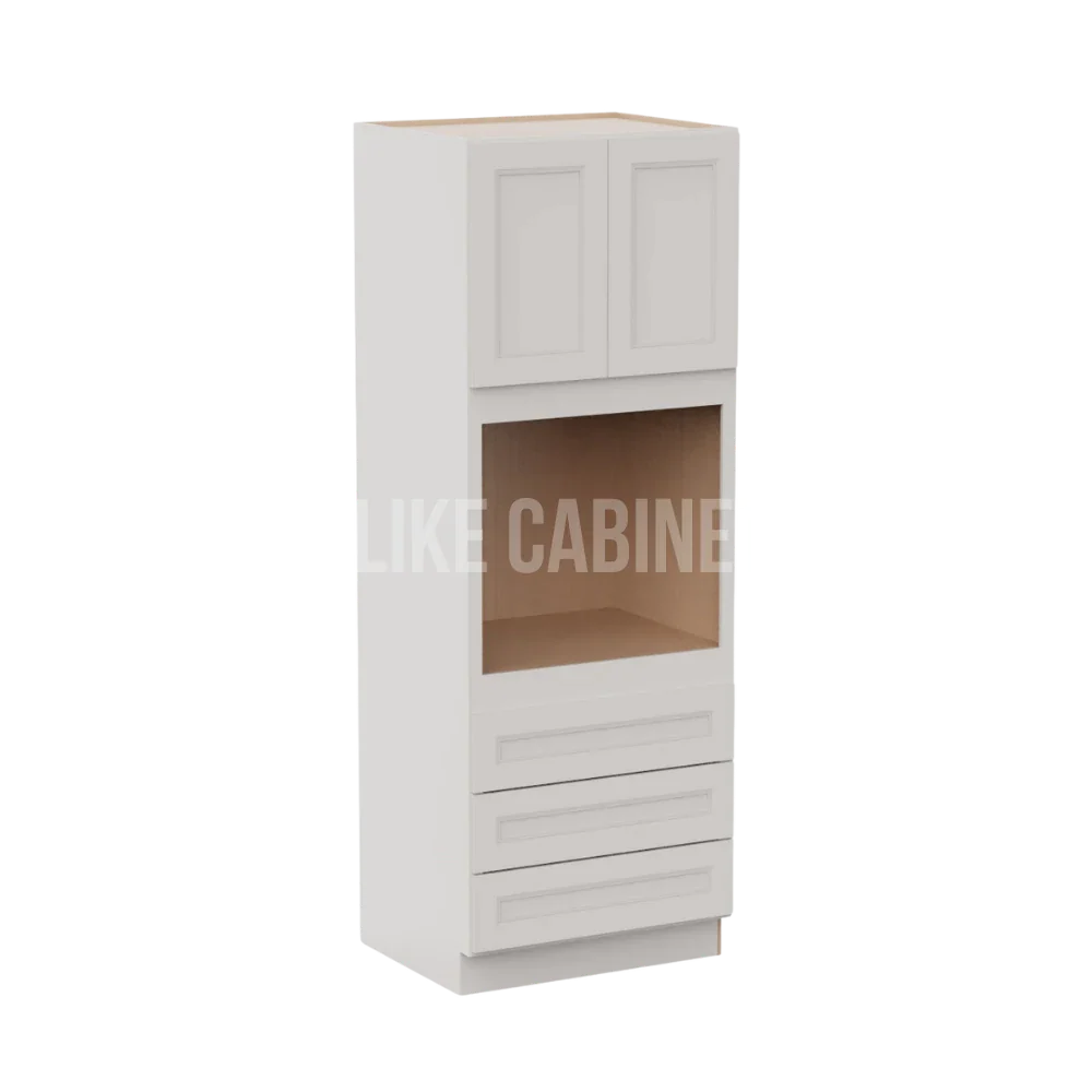 Double Dove White 30'' W Double Door Oven Pantry Cabinet with Three Drawers