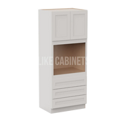 Double Dove White 33'' W Double Door Oven Pantry Cabinet with Three Drawers