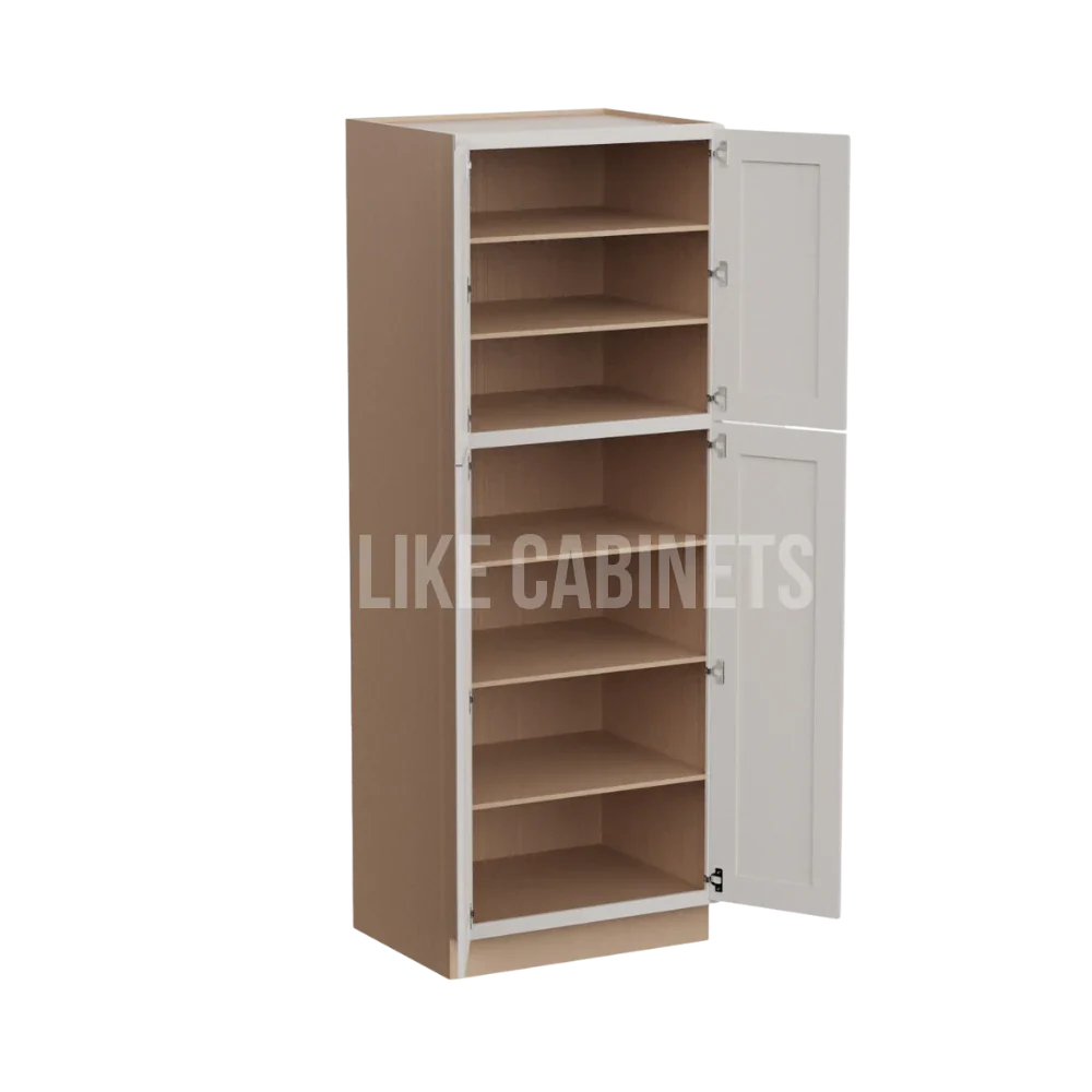 Double Dove White 30''W Two Double Door Utility Pantry Cabinet