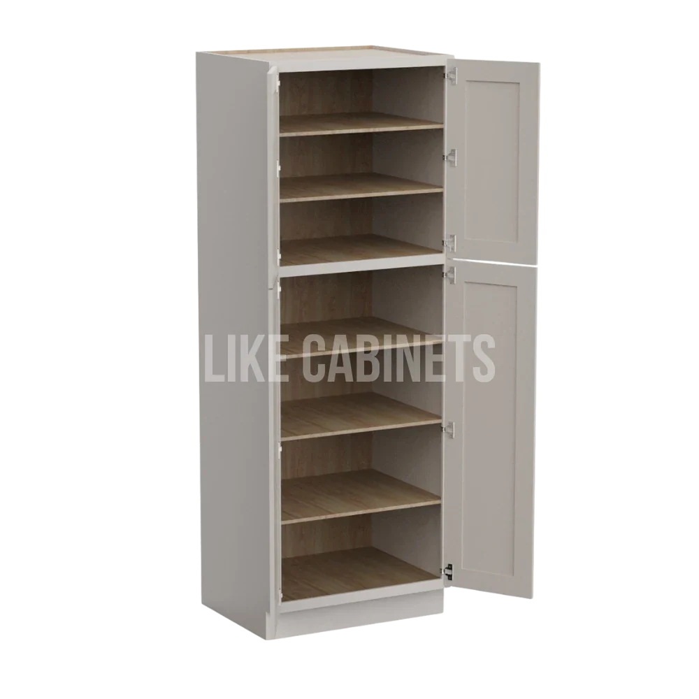Double Dove White 30''W Two Double Door Utility Pantry Cabinet