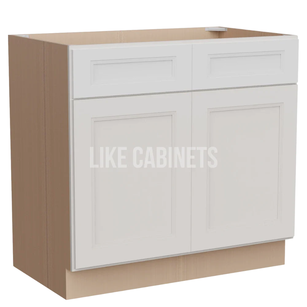 Double Dove White Vanity Sink Base Cabinet