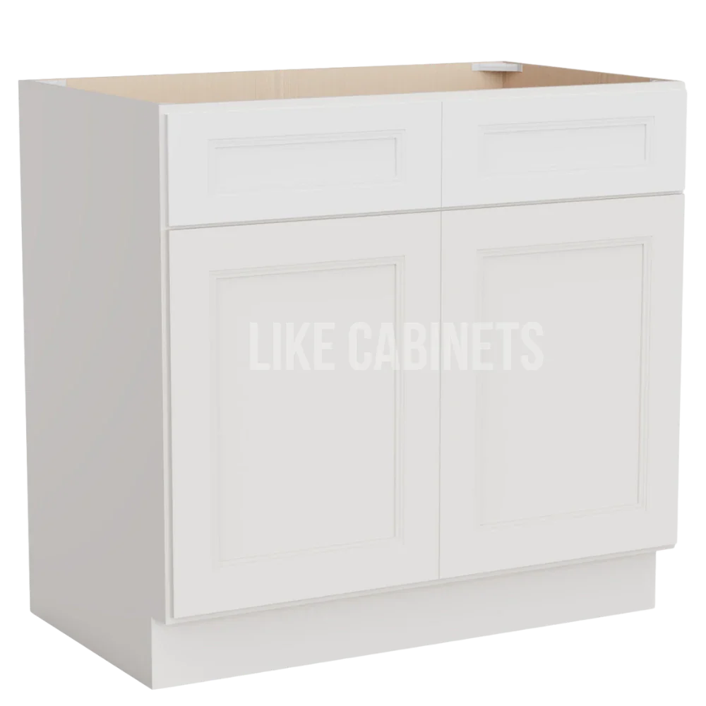 Double Dove White Vanity Sink Base Cabinet
