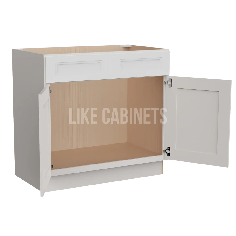 Double Dove White Vanity Sink Base Cabinet