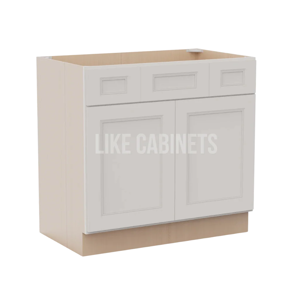 Double Dove White Vanity Combo Cabinet