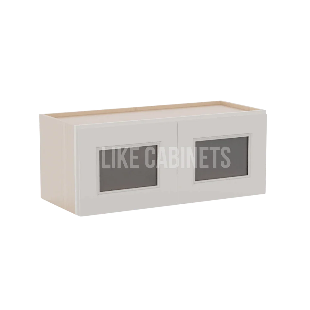 Double Dove White 12''H Double Door Wall Cabinet whit Glass Doors