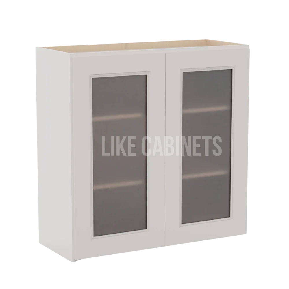 Double Dove White 30'' H Double Door Wall Cabinet with Glass Doors
